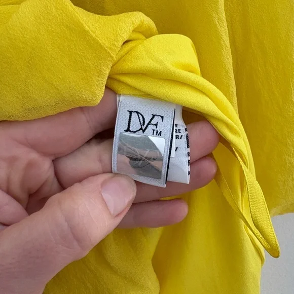 Diane Von Furstenberg New Fleurette Dress Yellow Silk - Size 0 - Picture 3 of 6